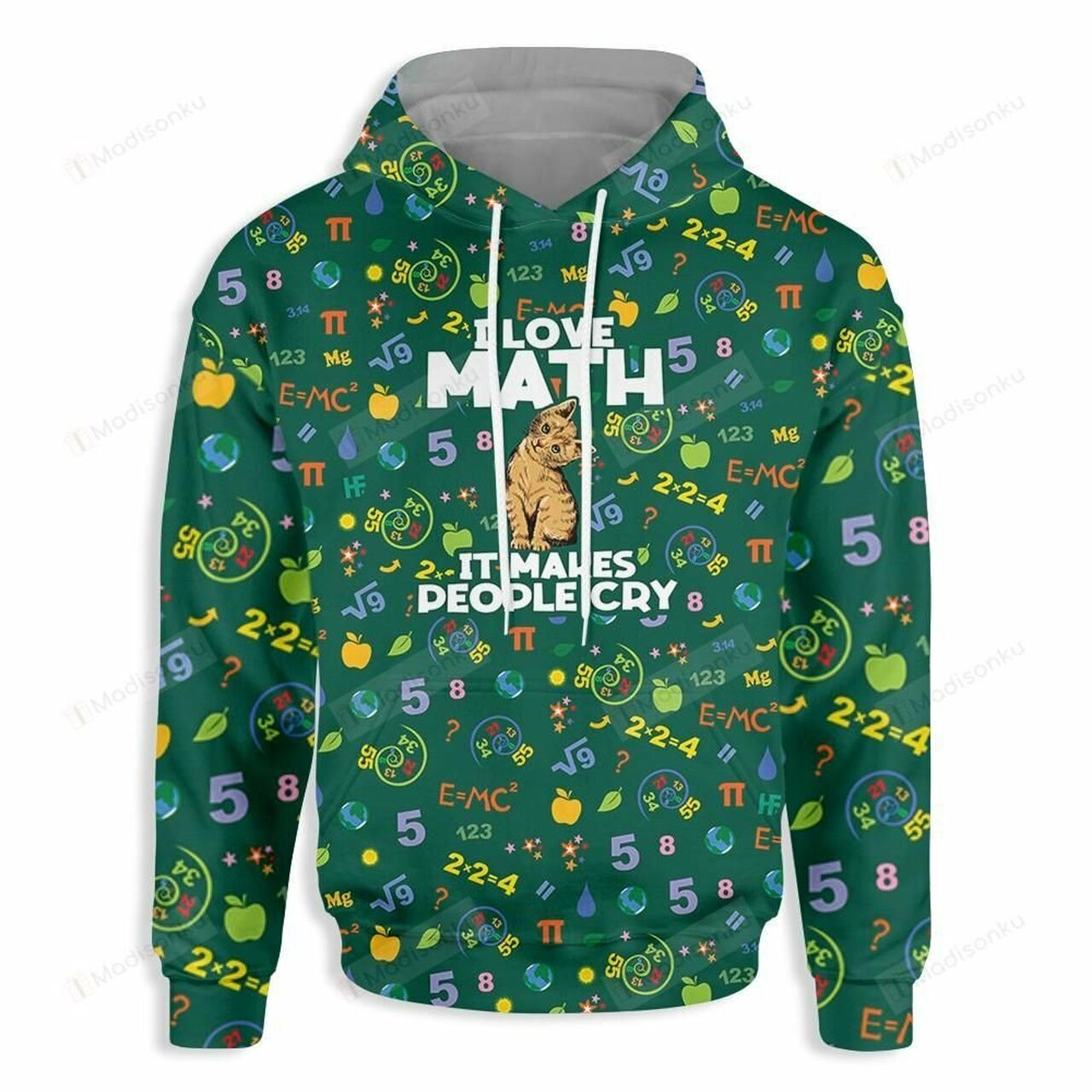 I Love Math, It Makes People Cry Cat For Unisex 3d All Over Print Hoodie, Zip-up Hoodie