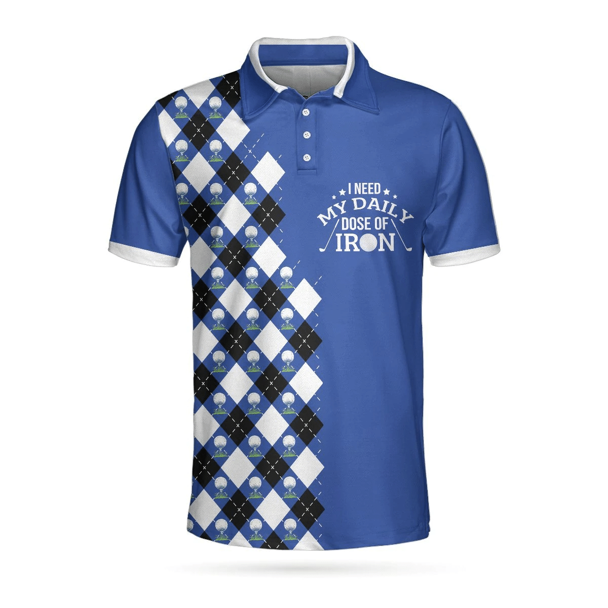 I Need My Daily Dose Of Iron Polo Shirt Argyle Pattern Polo Shirt Best Golf Shirts Short Sleeve Polo For Men