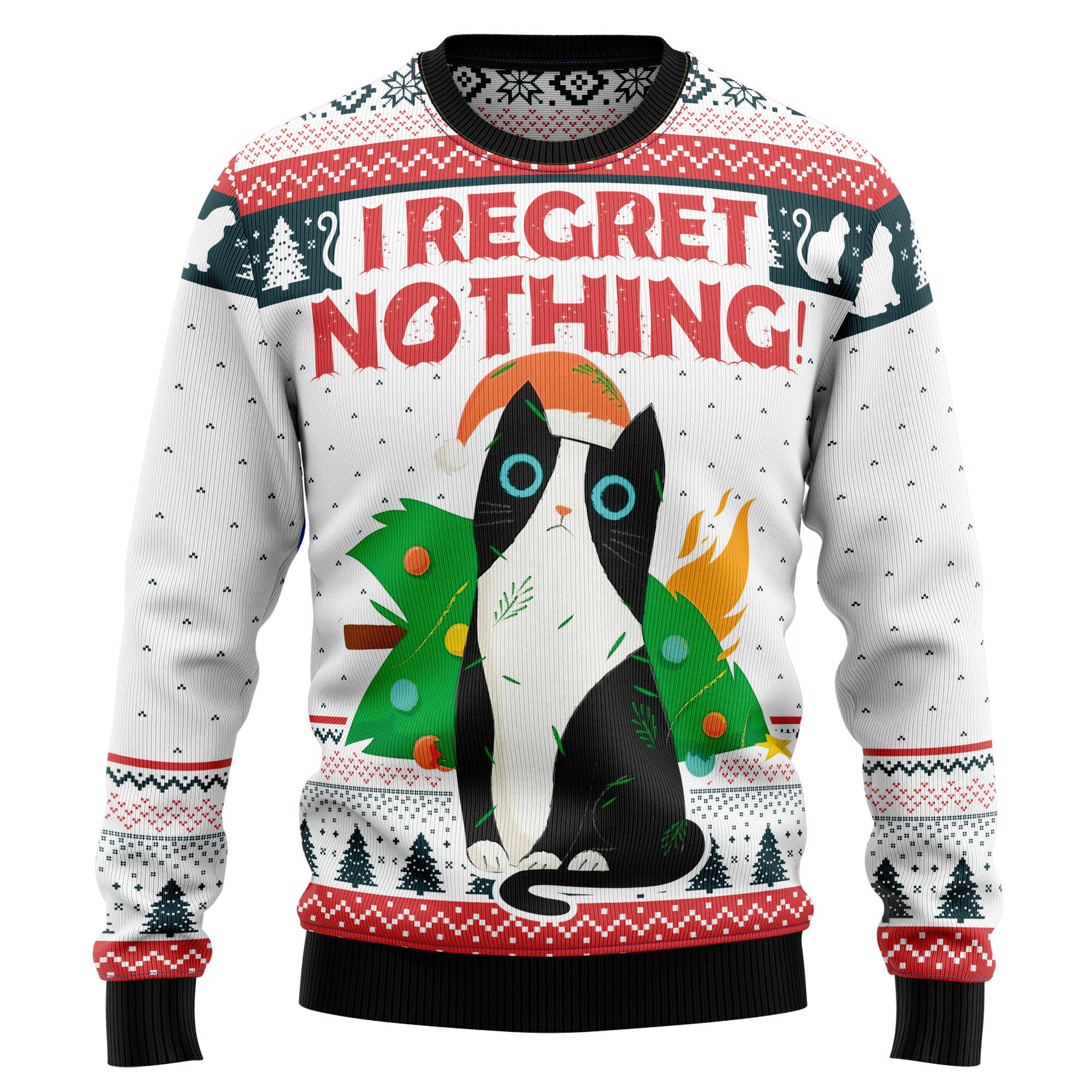 I Regret Nothing Cat Ugly Christmas Sweater