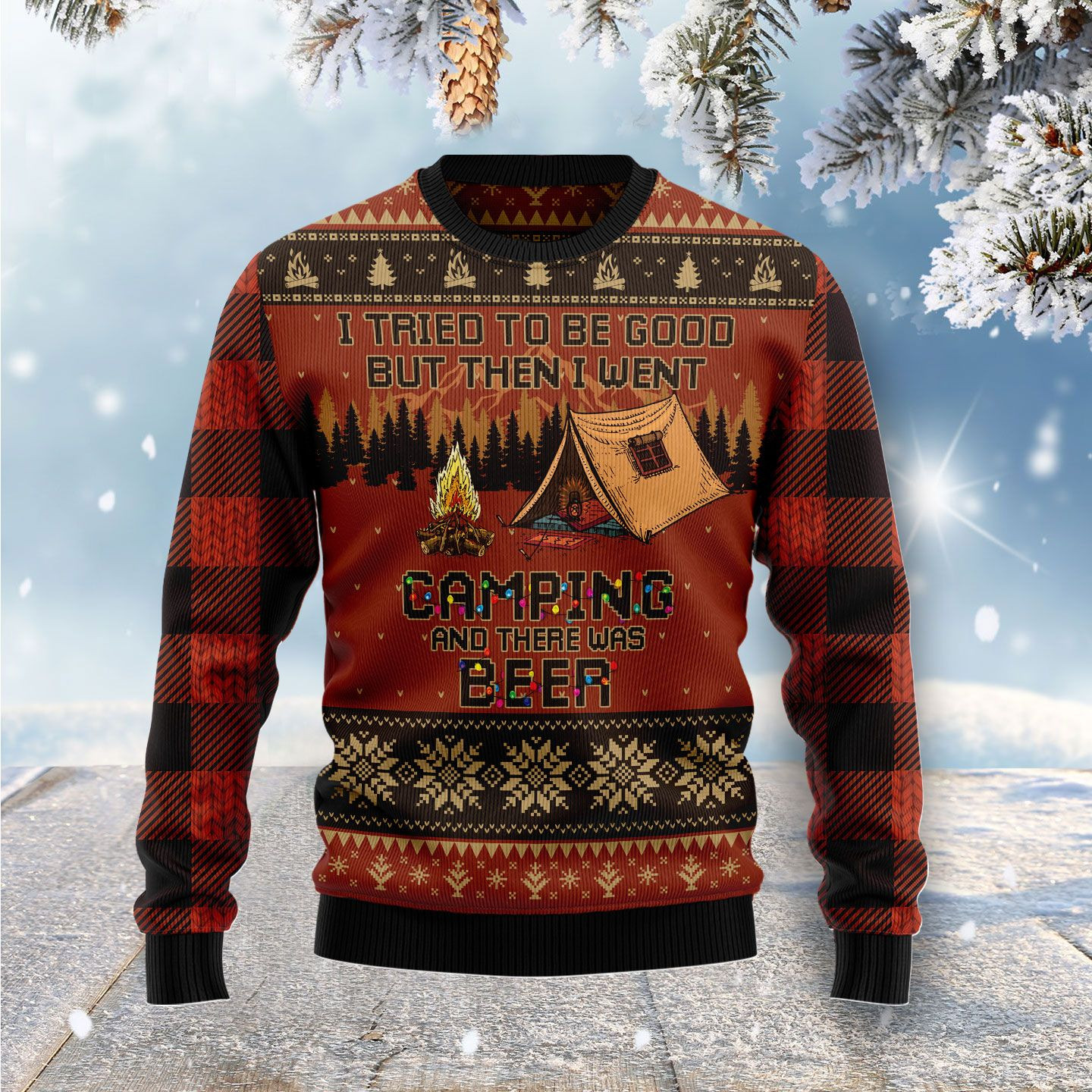 I Tried To Be Good But Then I Went Camping Ugly Christmas Sweater Ugly Sweater For Men Women