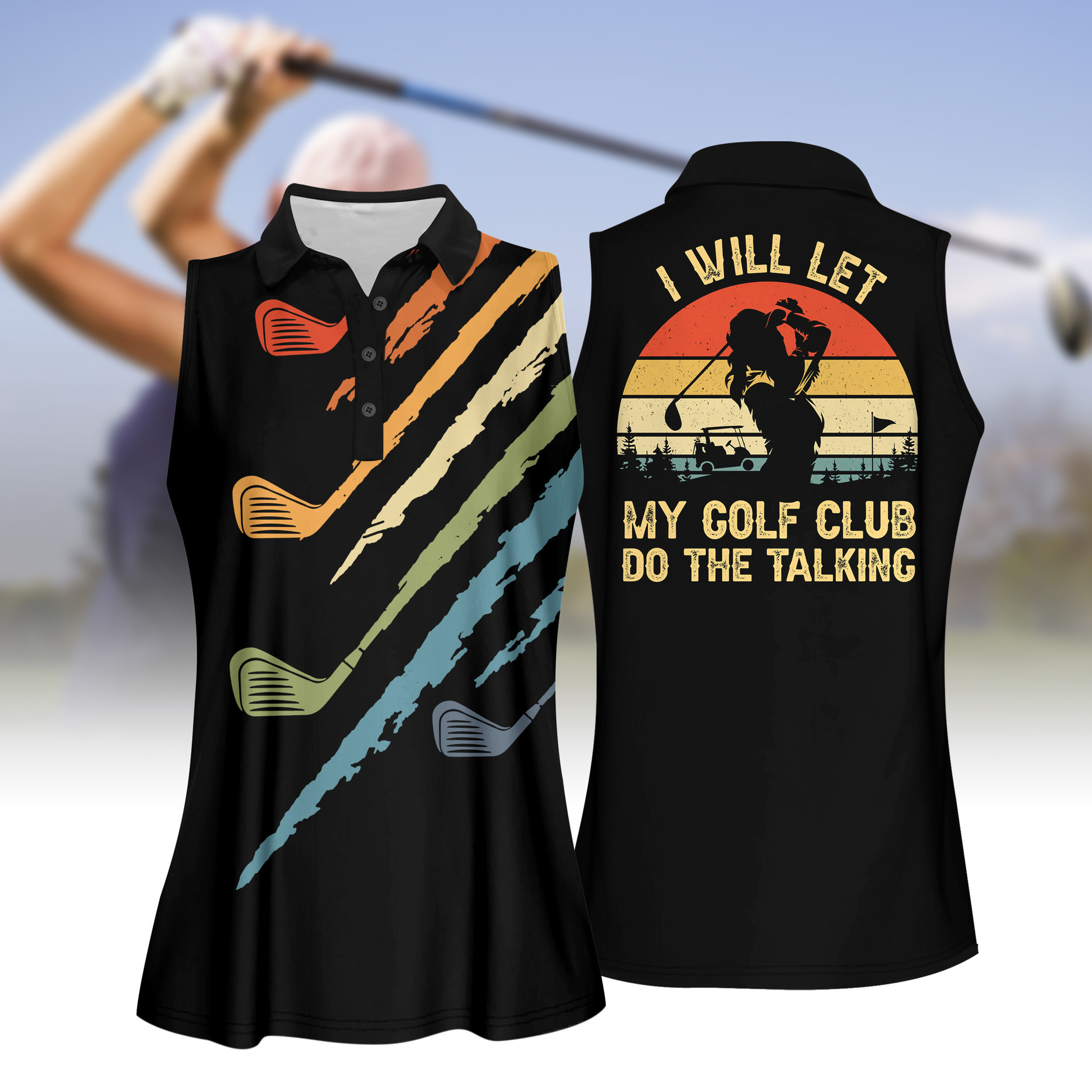 I Will Let My Golf Club Do The Talking WOMEN SHORT SLEEVE POLO SHIRT SLEEVELESS POLO SHIRT