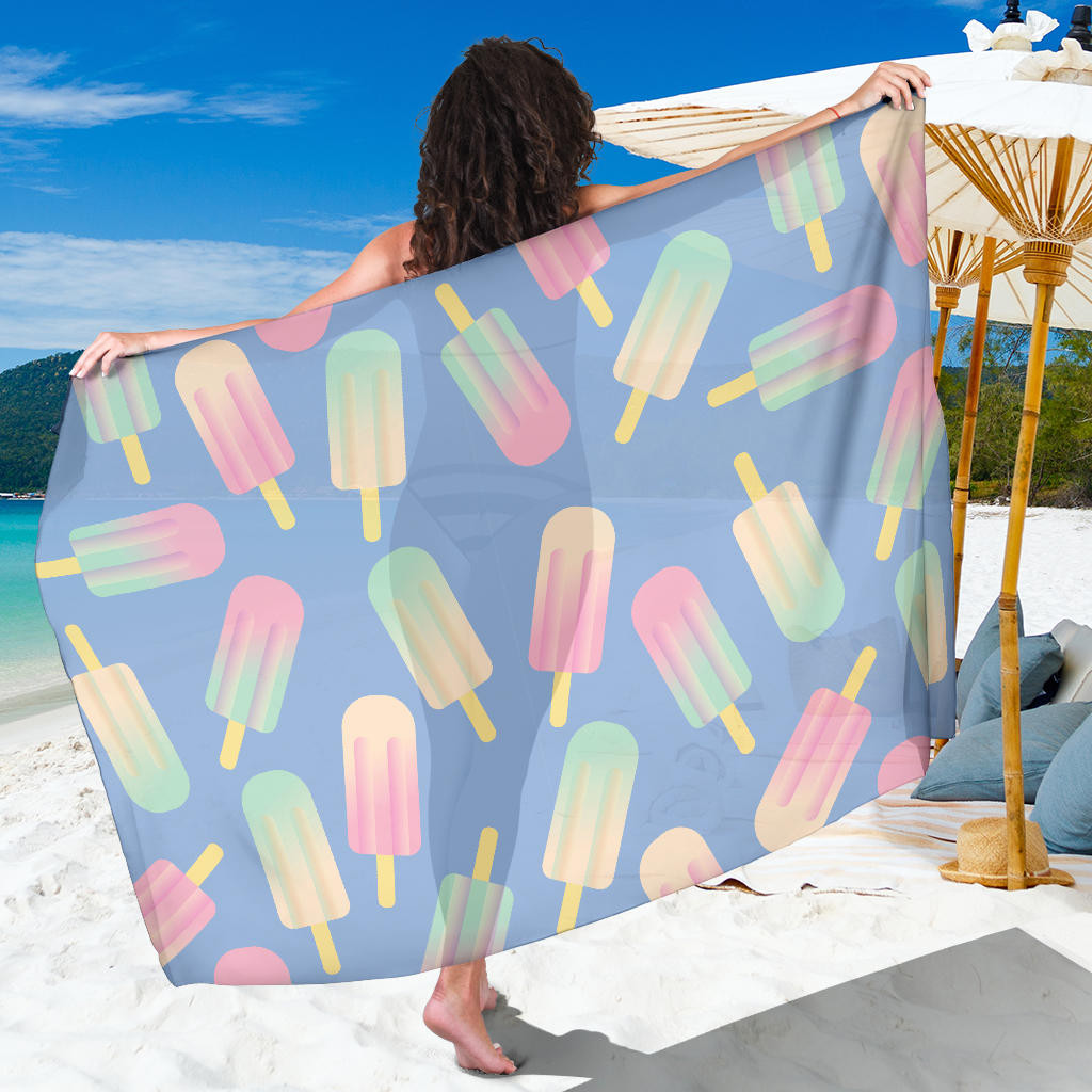 Ice Cream Pattern Print Sarong Cover Up Ice Cream Pareo Wrap Skirt Dress