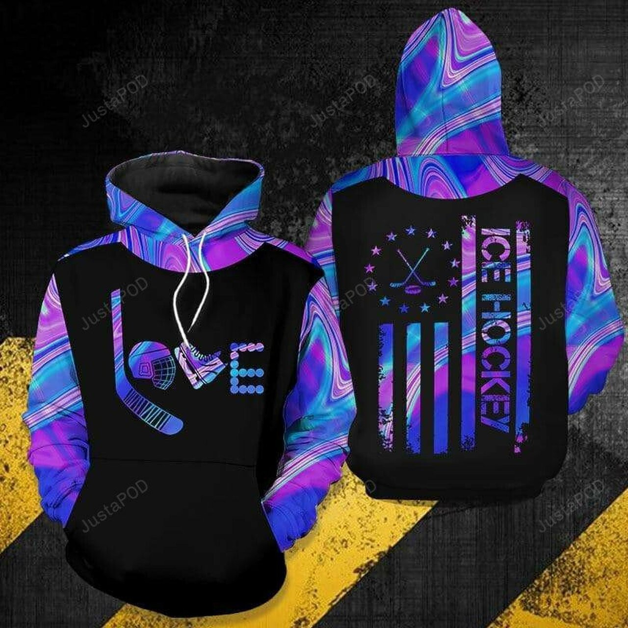 Ice Hockey Love Purple 3d All Print Hoodie