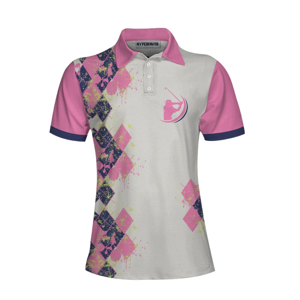 Ich Wei Dass Ich Wie Ein Mdchen Spiele Short Sleeve Women Polo Shirt White And Pink German Golf Shirt For Ladies