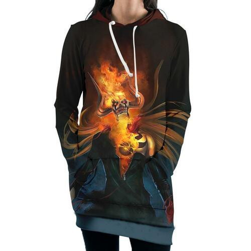 Ichigo Hollow Fire Hooded Dress Bleach 3d Hoodie Dress Sweater Dress Sweatshirt Dress Hoodie