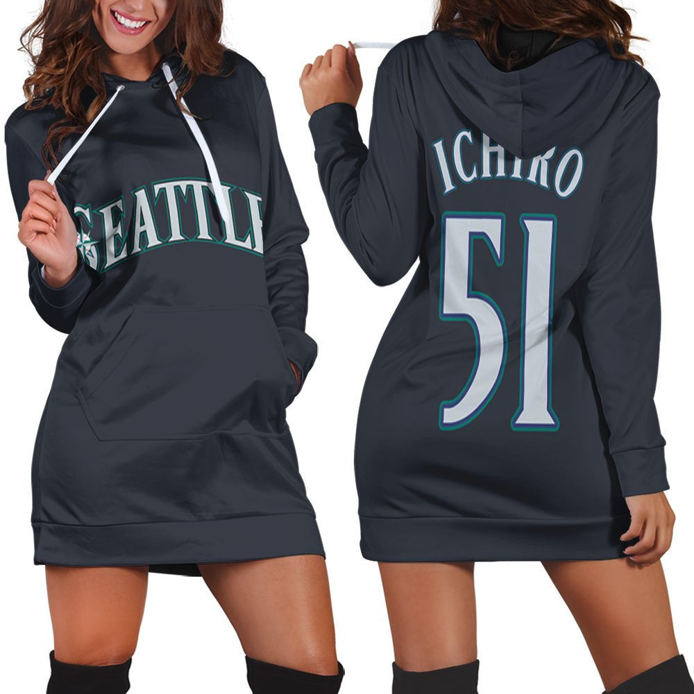 Ichiro Suzuki Seattle Mariners 2020 Majestic Navy Jersey Inspired Style Gift For Seattle Mariners Fans Hoodie Dress Sweater Dress Sweatshirt Dress