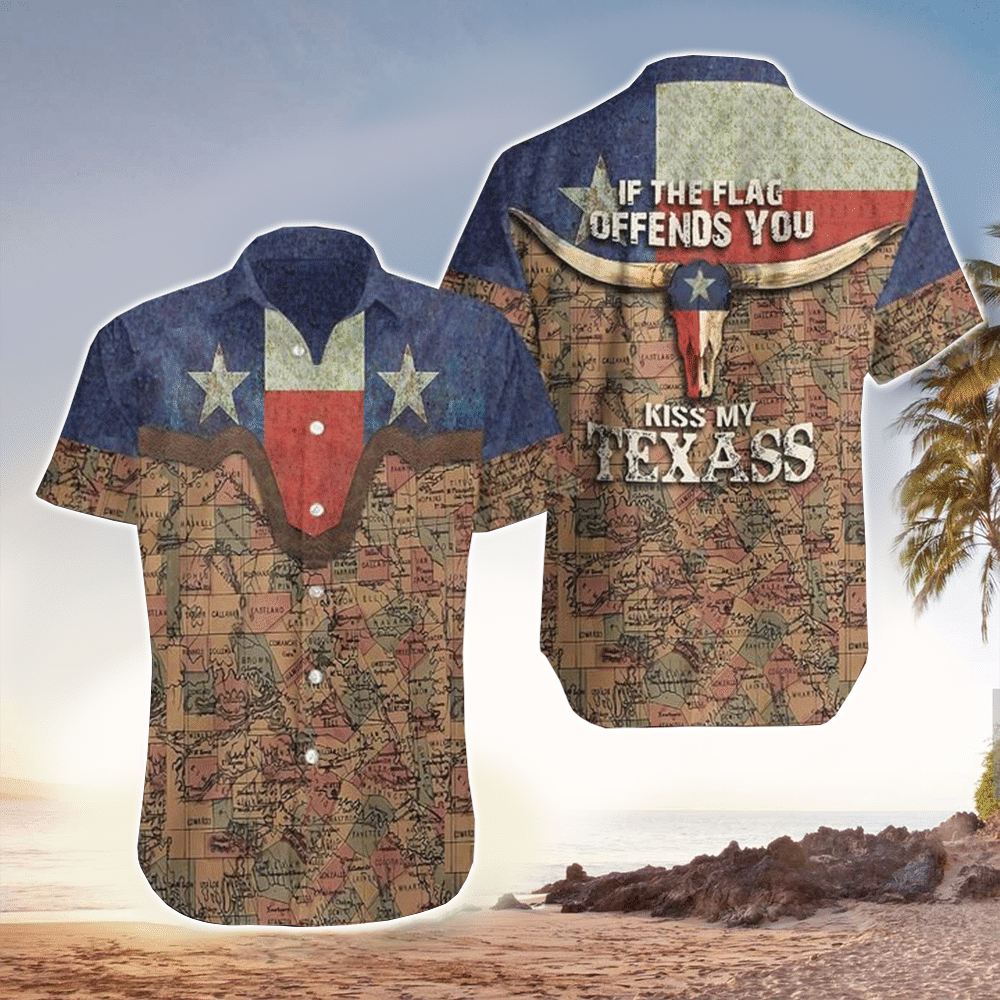 If The Flag Offends You Kiss My Texas Cipi Hawaiian Shirt Summer Aloha Shirt