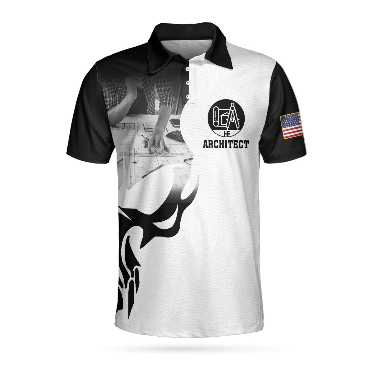 If You Think You Can Do My Job Skull Polo Shirt American Flag Skull Architect Polo Shirt Crazy Architect Shirt For Men