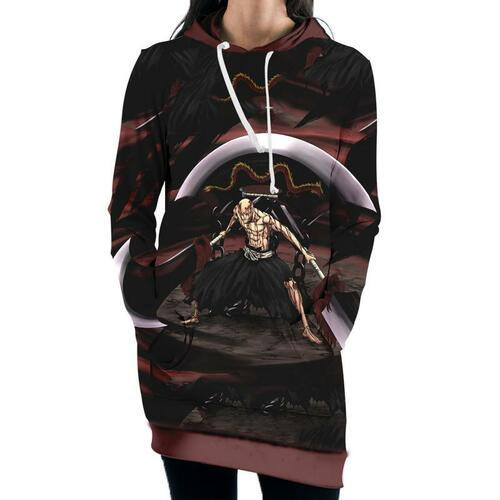 Ikkaku Madarame Red Hooded Dress Bleach 3d Hoodie Dress Sweater Dress Sweatshirt Dress Hoodie