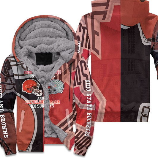 Im A Ohio State Buckeyes On Saturdays And Cleveland Browns On Sundays 3D Fleece Hoodie