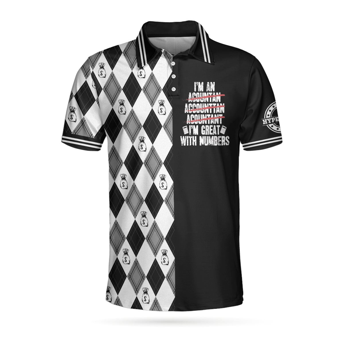 Im An Accountant Im Great With Numbers Polo Shirt Argyle Pattern Accountant Shirt For Men