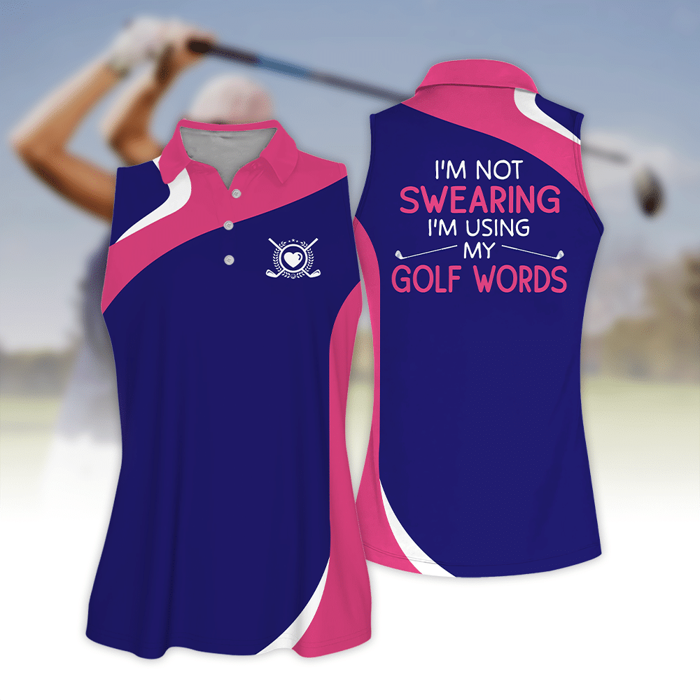 I'm Not Swearing Pink And Blue Golf Women Short Sleeve Polo Shirt Sleeveless Polo Shirt