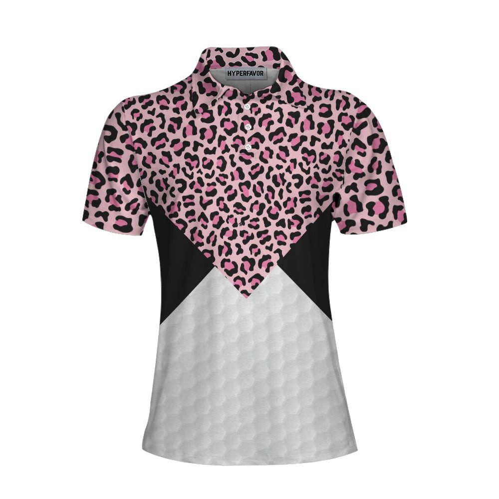 Im Sorry For What I Said When I Was Golfing Short Sleeve Women Polo Shirt Pink Leopard Pattern Shirt