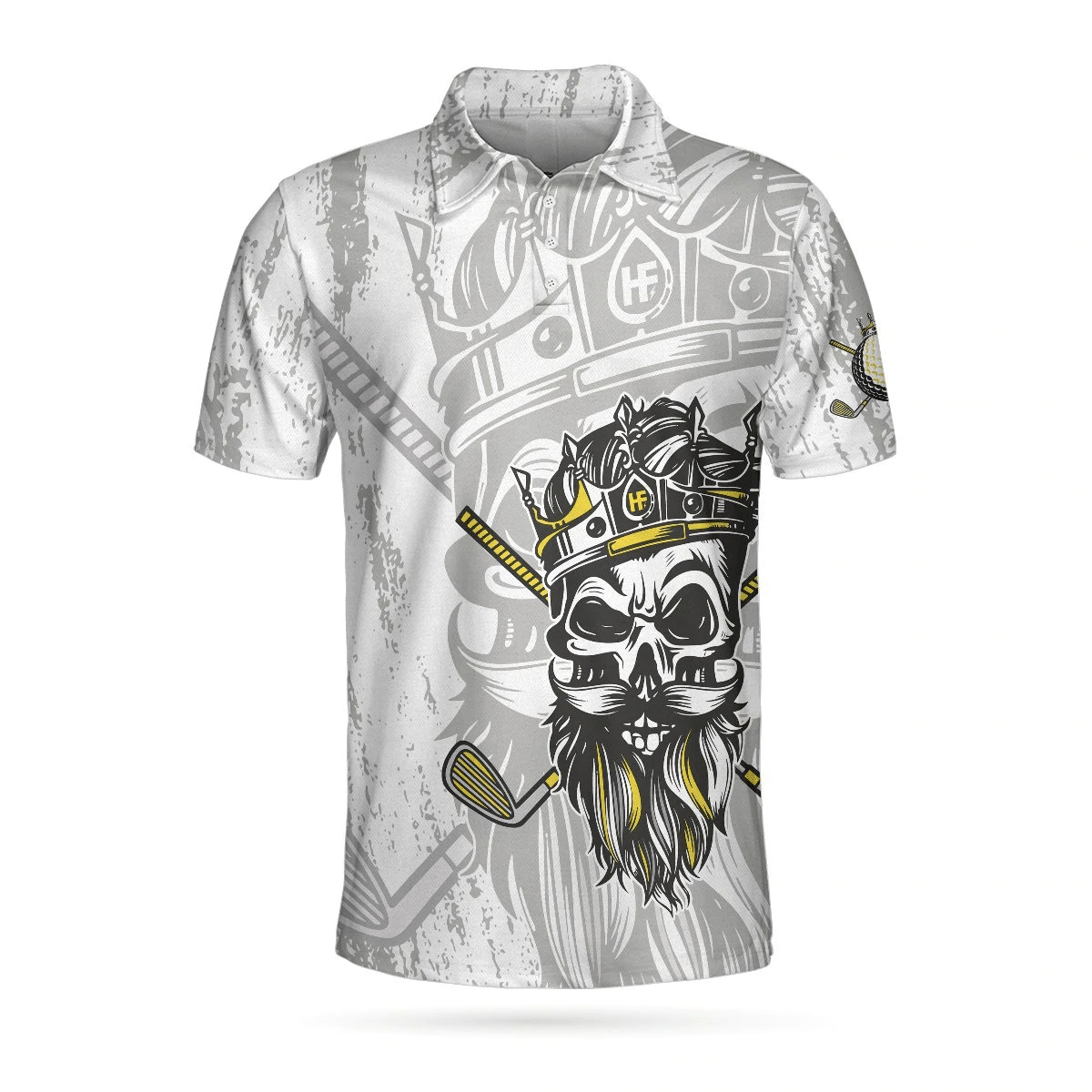 Im The King Of The Course Golf Polo Shirt Black And White Skull Golf Shirts Short Sleeve Polo For Men