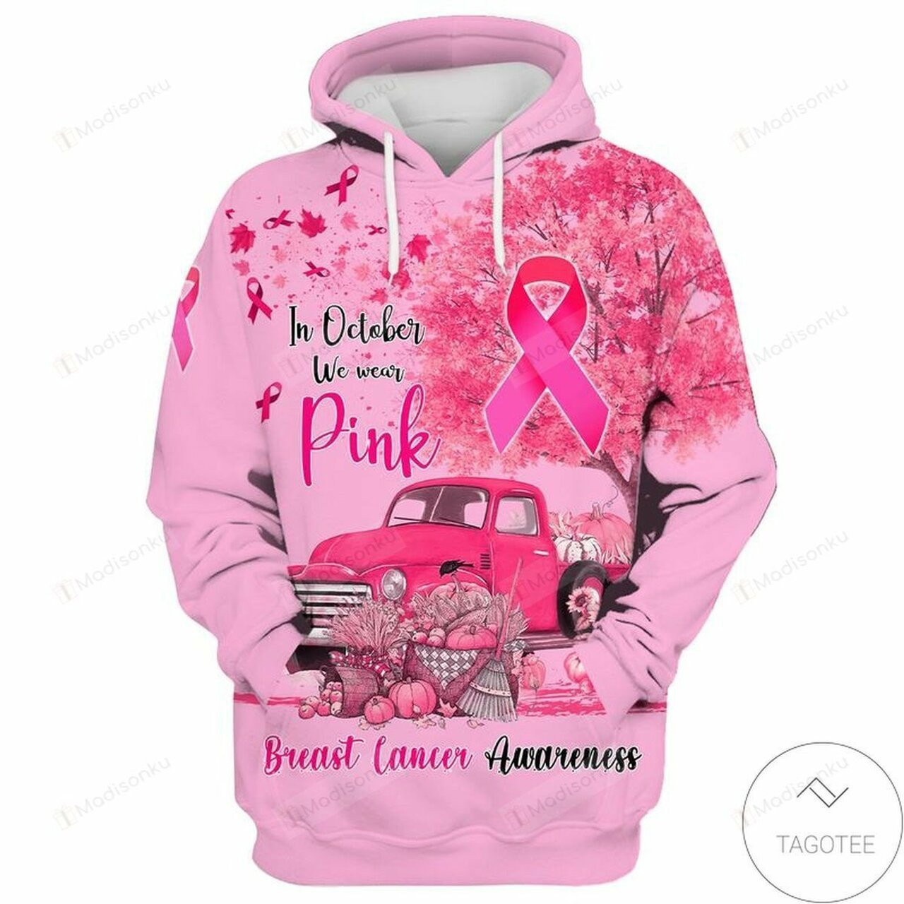 In October We Wear Pink Breast Cancer Awareness 3d All Over Print Hoodie