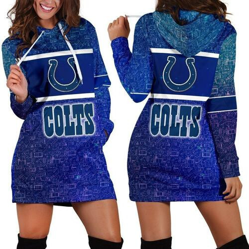Indianapolis Colts Hoodie Dress Sweater Dress Sweatshirt Dress 3d All Over Print For Women Hoodie