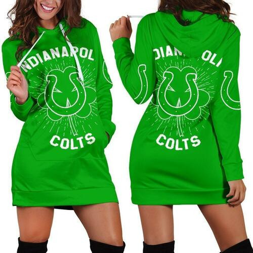 Indianapolis Colts St Patricks Day Hoodie Dress Sweater Dress Sweatshirt Dress 3d All Over Print For Women Hoodie