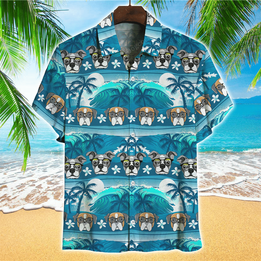 Intelligent Aloha Hawaiian Boxer With Coconut Tree And Waves Hawaiian Shirt for Men and Women