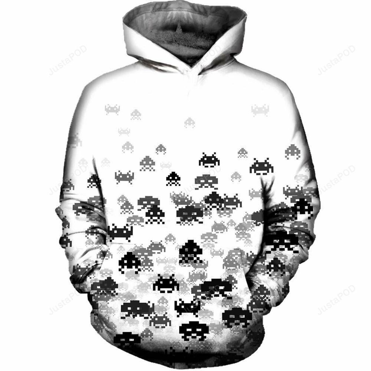 Invaded White 3d All Over Printed Hoodie