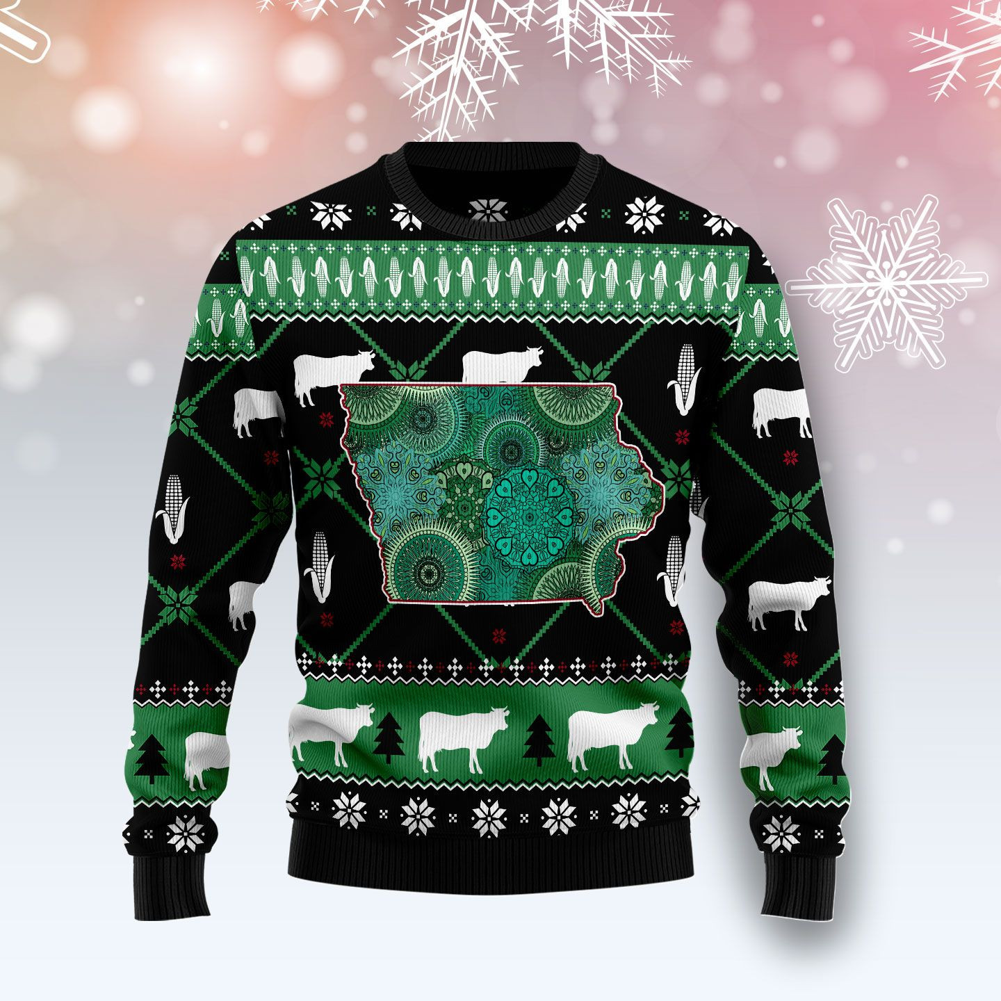 Iowa USA Symbols Pattern Ugly Christmas Sweater