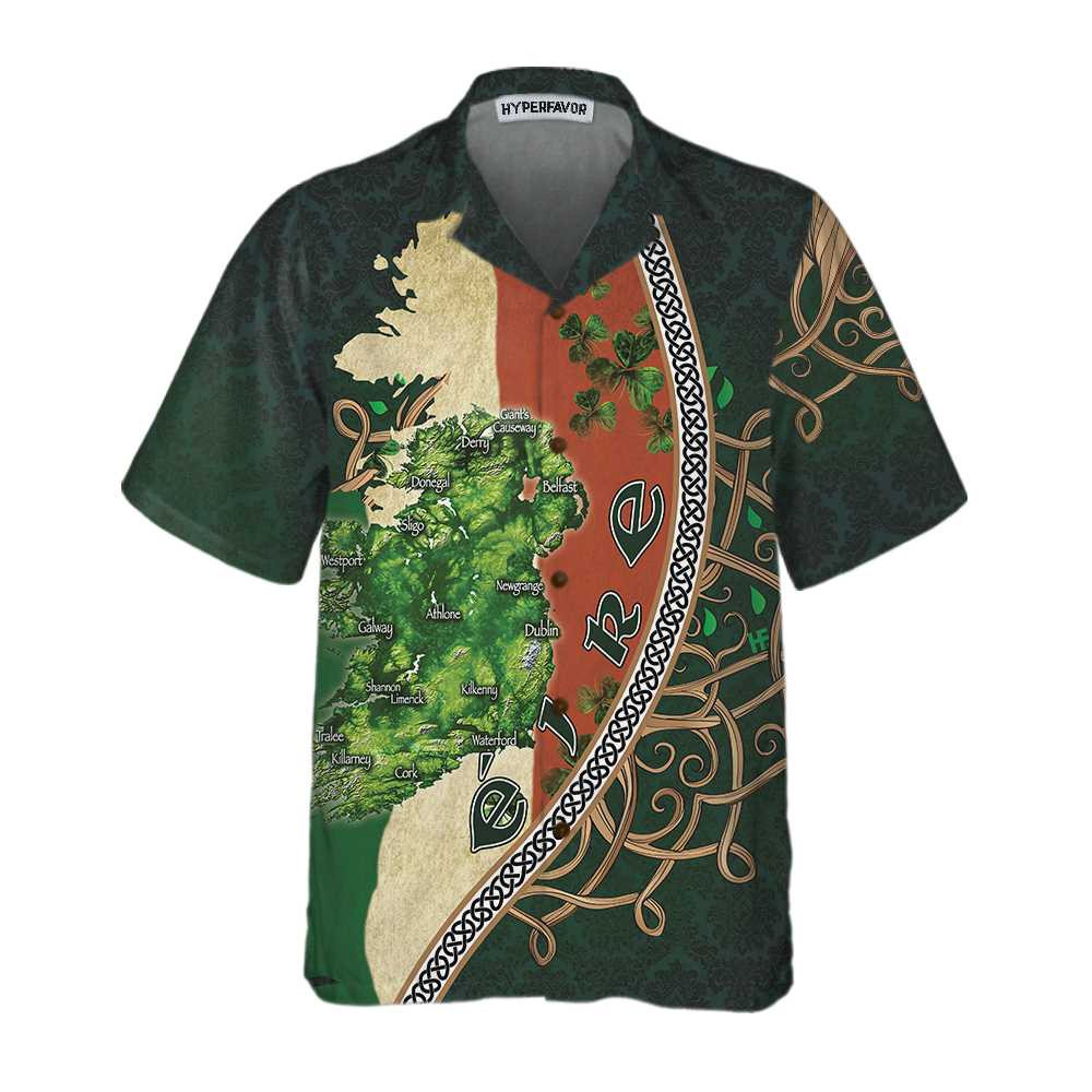 Ireland Map Happy Saint Patricks Day Hawaiian Shirt St Patricks Day Shirt Cool St Patricks Day Gift