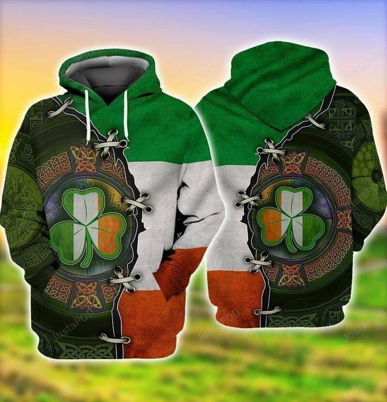 Irish Flag Shamrock St Patrick 3d All Print Hoodie