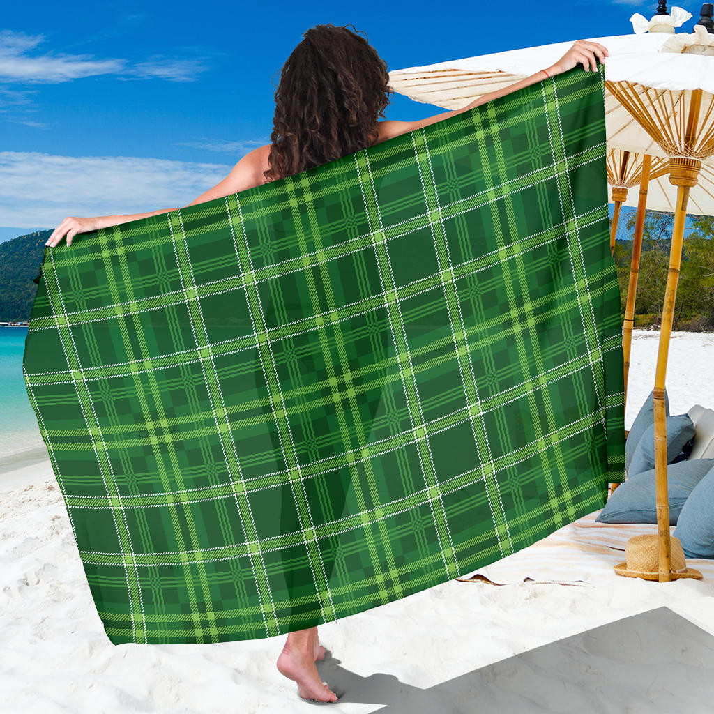 Irish Plaid Pattern Print Sarong Cover Up Irish Plaid Pareo Wrap Skirt Dress