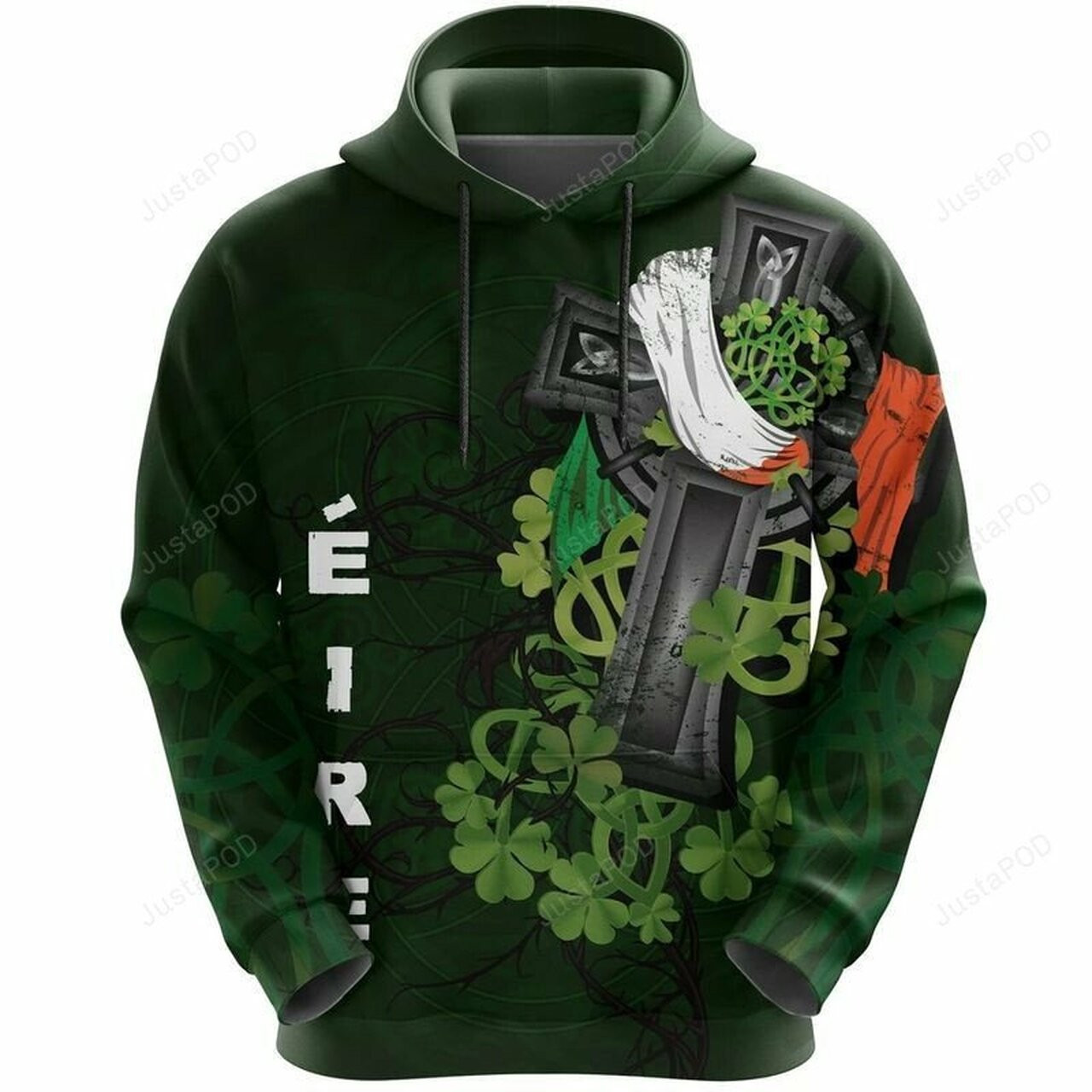 Irish Shamrock Celtic Cross Happy St Patricks Day 3d All Over Print Hoodie