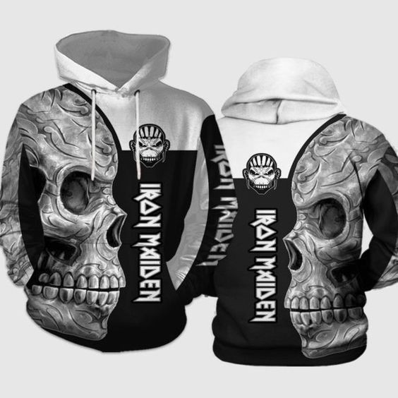 Iron Maiden Sugar Skull Pullover And Zippered Hoodies Custom 3D Graphic Printed 3D Hoodie All Over Print Hoodie For Men For Women