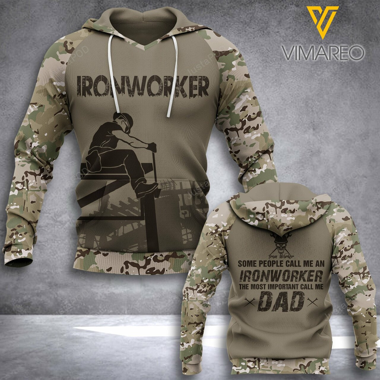 Ironworker Dad Camo 3d All Over Print Hoodie