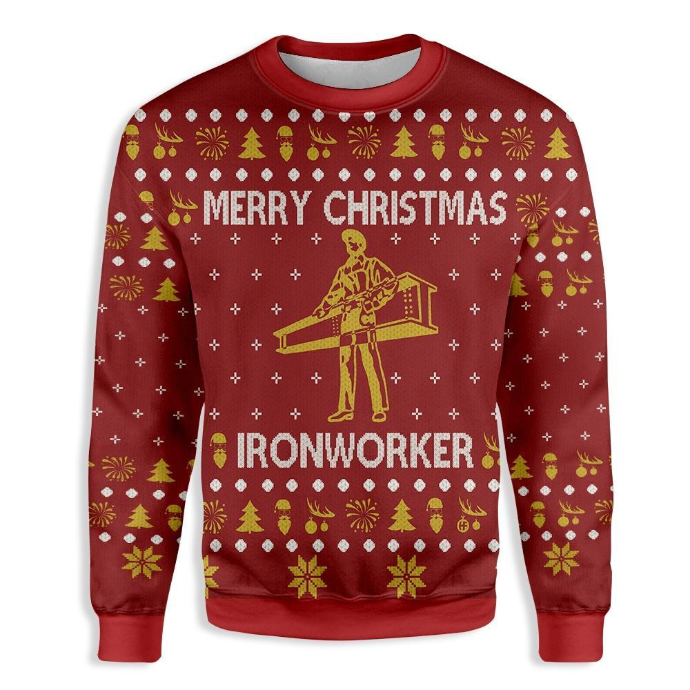 Ironworker Merry Christmas Ugly Christmas Sweater Ugly Sweater For Men Women