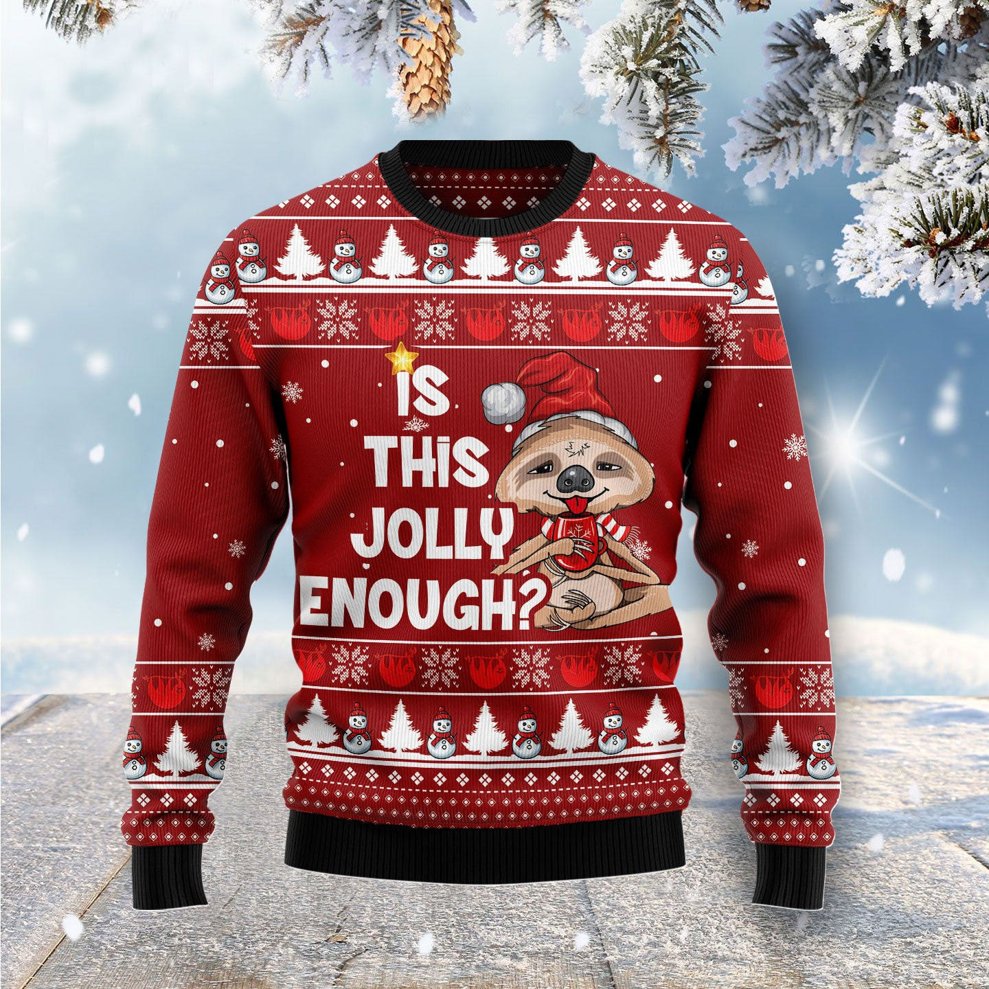 Is This Jolly Enough Sloth Ugly Christmas Sweater