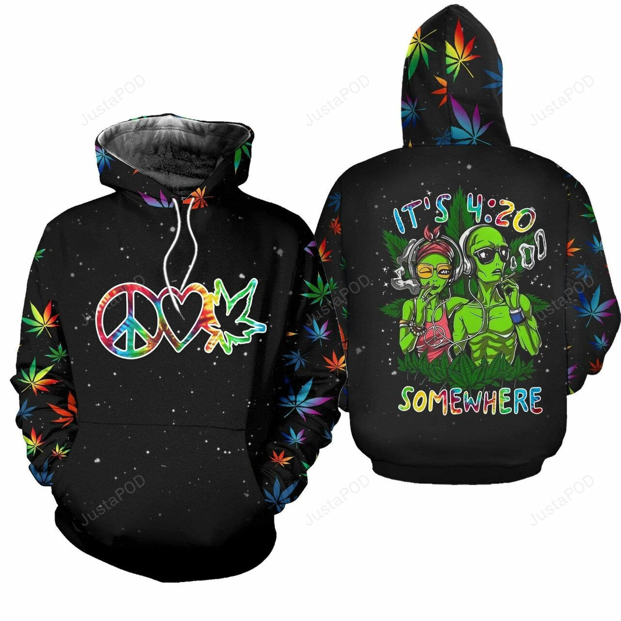 Its 420 Somewhere Hippie Love Weed 3d All Over Print Hoodie