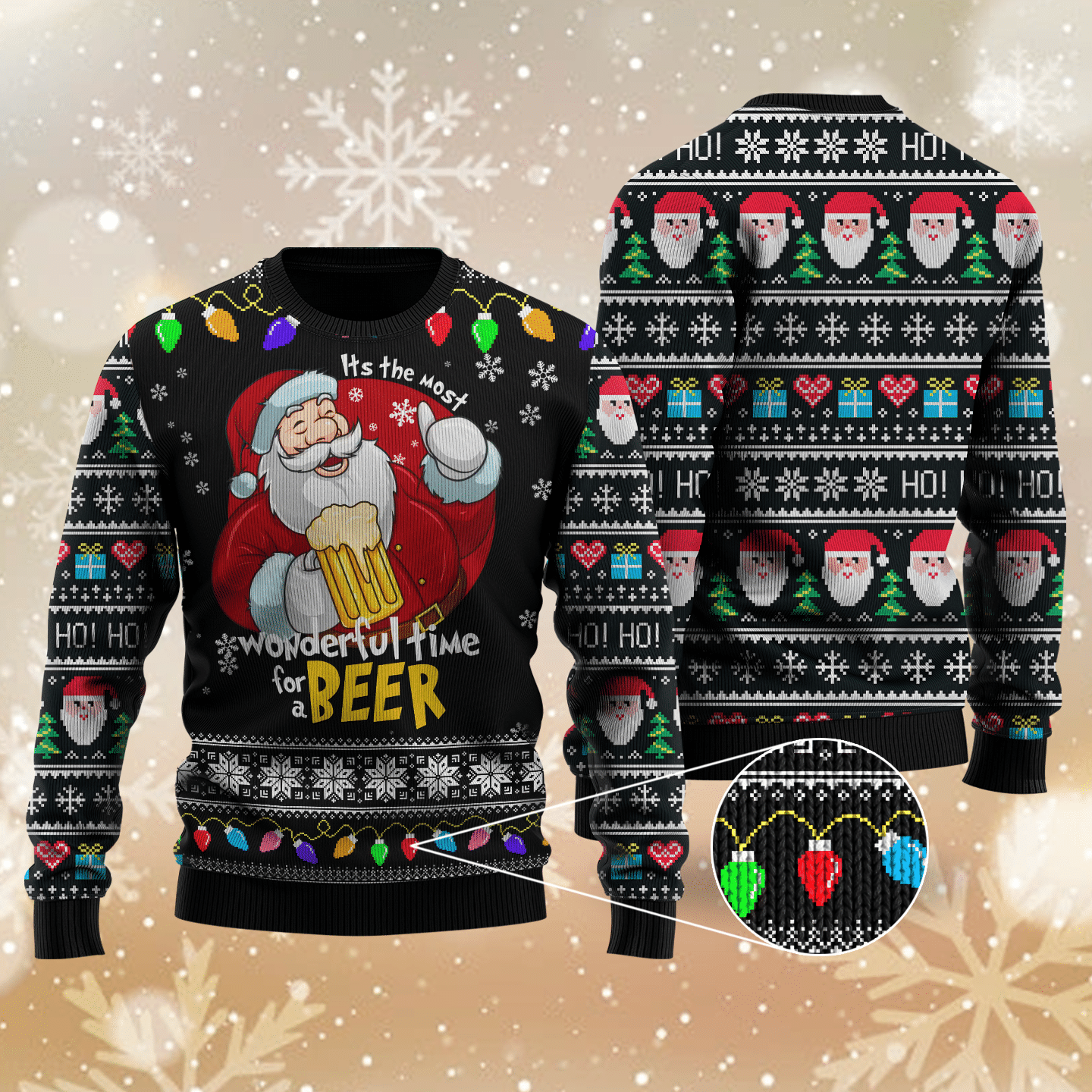 Its The Most Wonderful Time For A Beer Ugly Christmas Sweater Ugly Sweater For Men Women