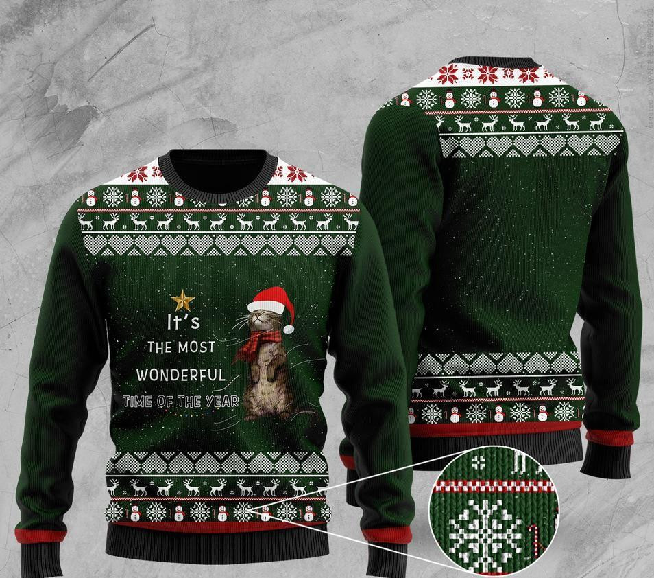 Its The Most Wonderful Time Of The Year Otter Ugly Christmas Sweater Ugly Sweater For Men Women