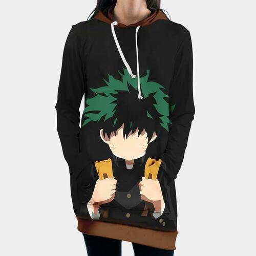 Izuku Midoriya In Darkness Hooded Dress My Hero Academia 3d Hoodie Dress Sweater Dress Sweatshirt Dress Hoodie