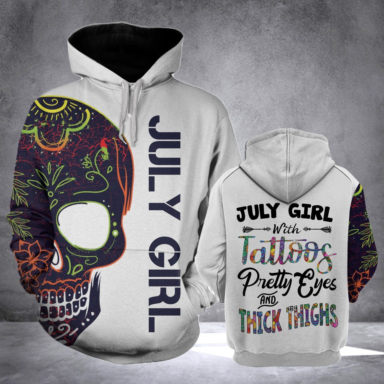 JULY GIRL WITH TATTOOS Unisex 3D Hoodie All Over Print HJDSW