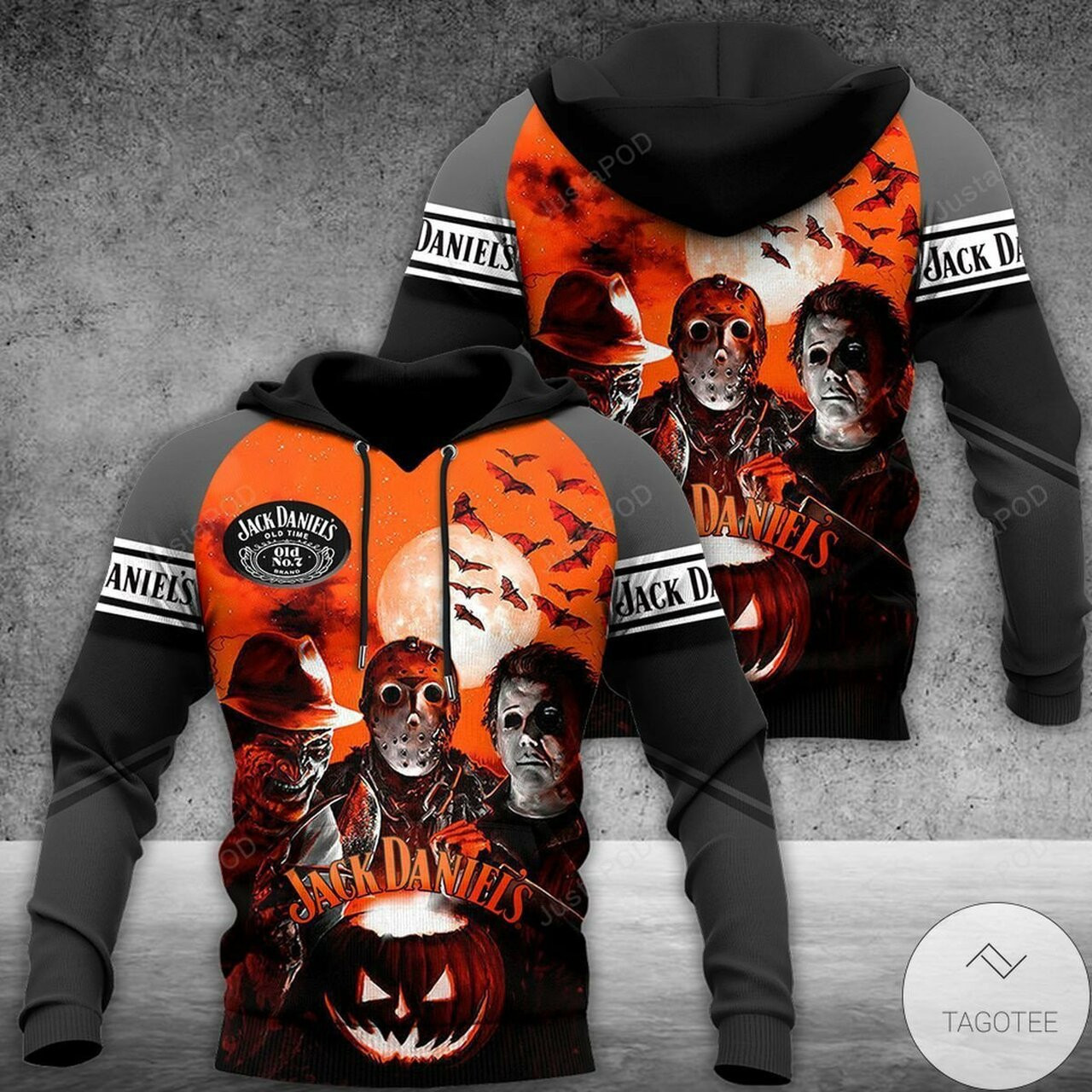 Jack Daniels And Horror Movie Killer Characters Halloween 3d All Over Print Hoodie