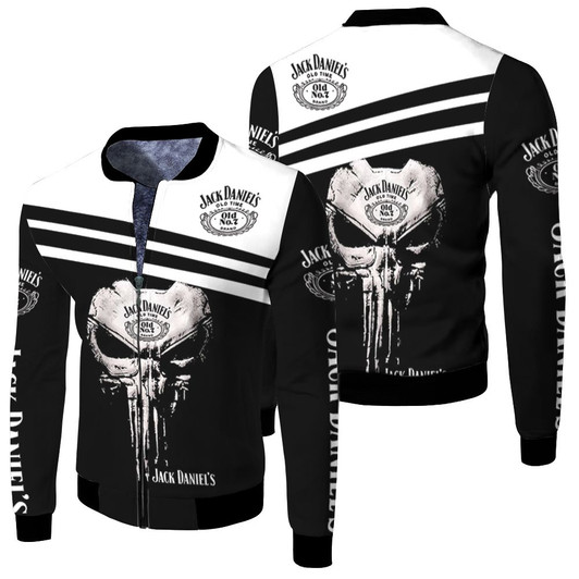 Jack Daniels No7 Skull Fleece Bomber Jacket