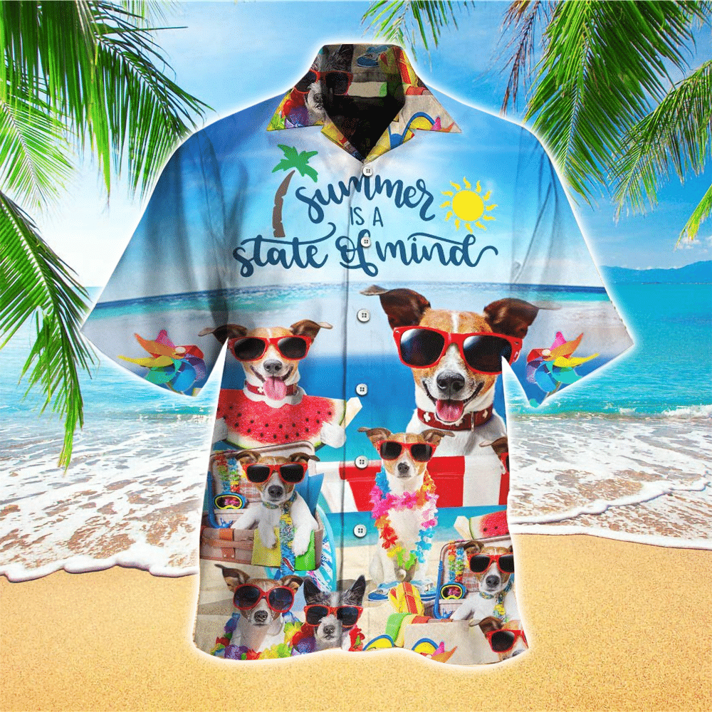 Jack Russell Apparel Jack Russell Hawaiian Button Up Shirt for Men and Women