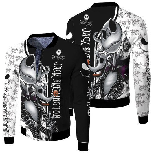 Jack Skellington And Zero Nightmare Before Christmas Fleece Bomber Jacket