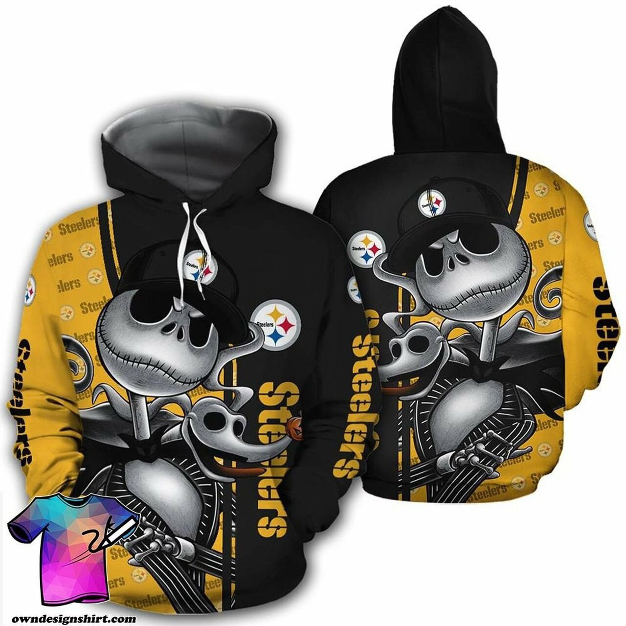 Jack Skellington And Zero Pittsburgh Steelers 3d All Over Print Hoodie