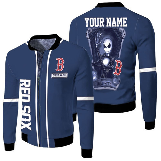 Jack Skellington Boston Red Sox Navy Fleece Bomber Jacket