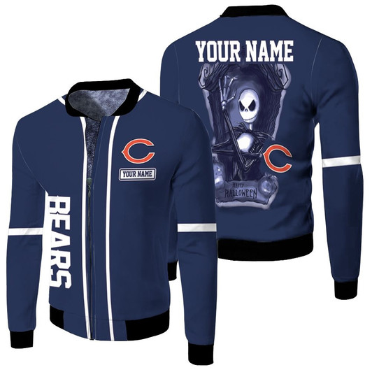 Jack Skellington Chicago Bears Navy Fleece Bomber Jacket