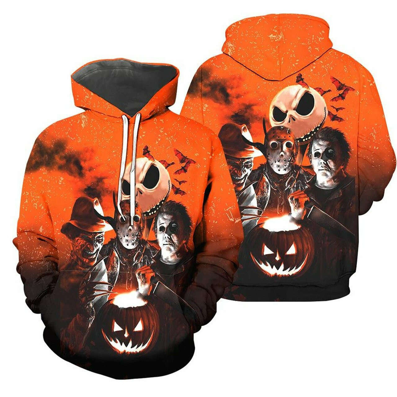 Jack Skellington Halloween Horror Movie Friends 3d All Over Printed Hoodie
