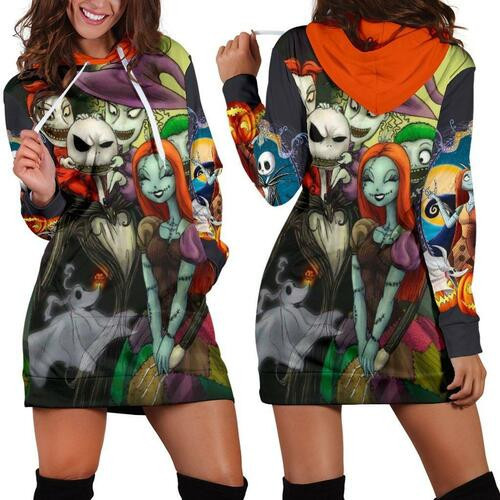 Jack Skellington Hoodie Dress Sweater Dress Sweatshirt Dress 3d All Over Print For Women Hoodie