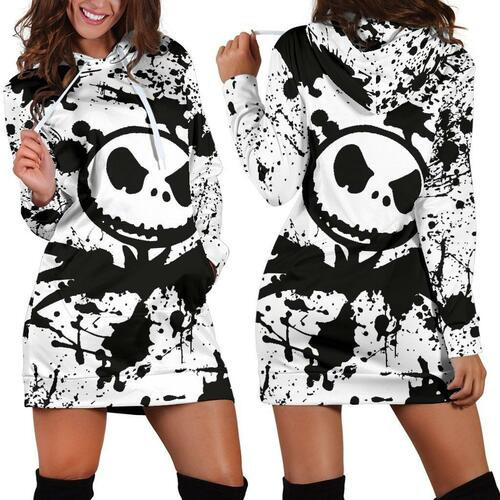 Jack Skellington Hoodie Dress Sweater Dress Sweatshirt Dress 3d All Over Print For Women Hoodie