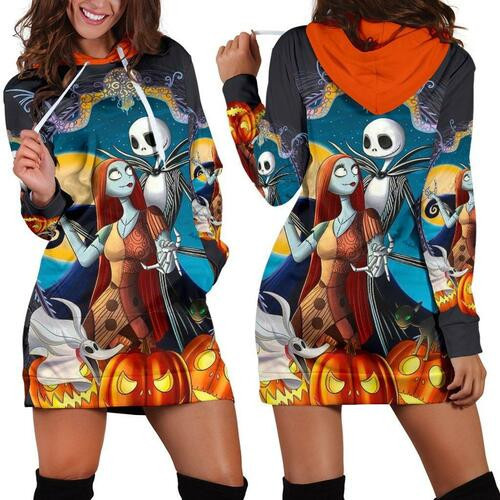 Jack Skellington Hoodie Dress Sweater Dress Sweatshirt Dress 3d All Over Print For Women Hoodie