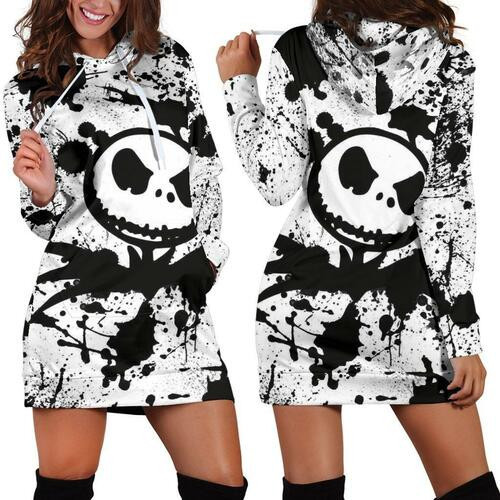 Jack Skellington Hoodie Dress Sweater Dress Sweatshirt Dress 3d All Over Print For Women Hoodie