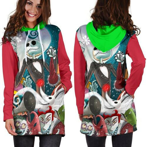 Jack Skellington Hoodie Dress Sweater Dress Sweatshirt Dress 3d All Over Print For Women Hoodie